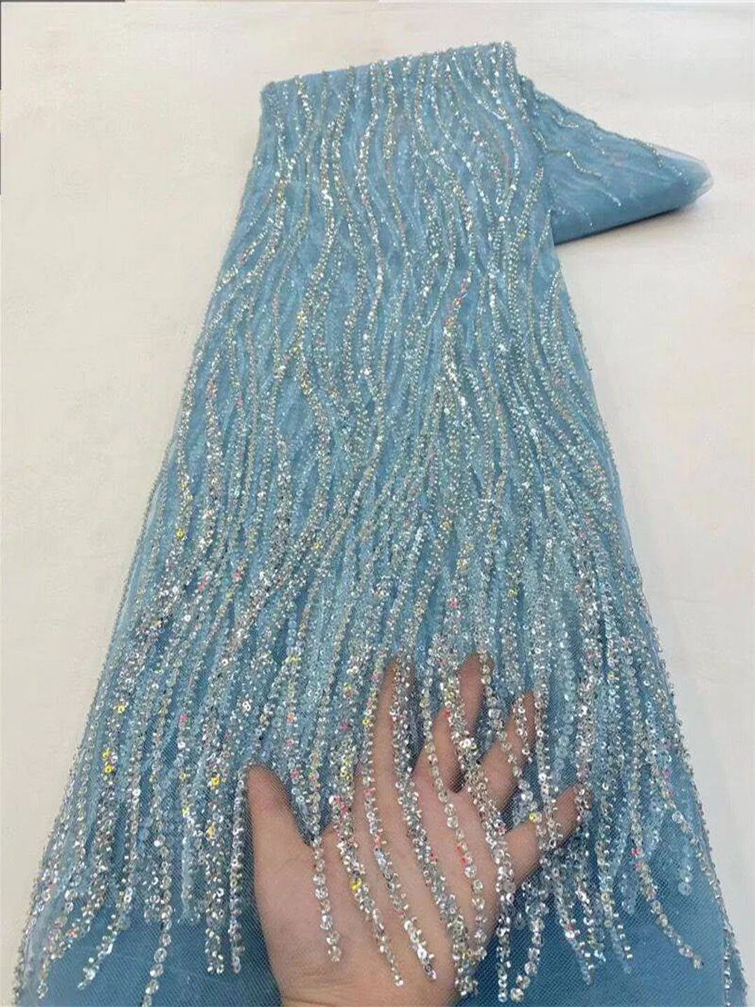 Glitter Tablecloth - Золотистая африканская вышитая тюлевая сетчатая ткань