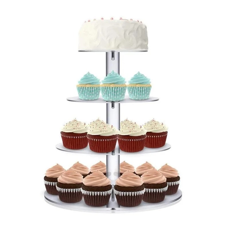 Cupcake Stand Tier - Прозрачный акриловый 3-5-уровневый держатель для кексов,