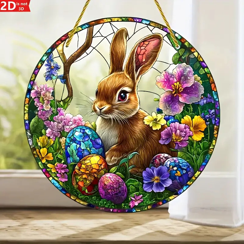Flower Wall Panel - 2 шт., пасхальный кролик, витражный акриловый