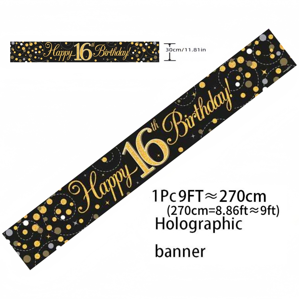 Черно-золотой голографический  – обзор и цена Party Banner Gold